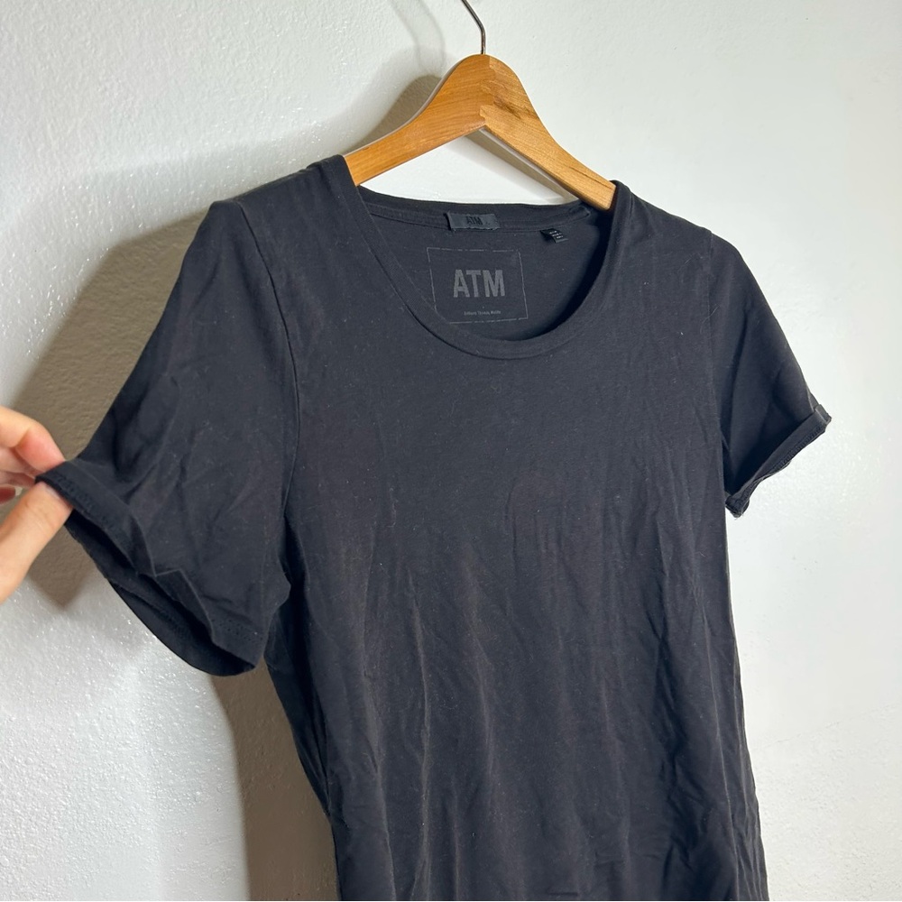 ATM 100% Cotton Black Scoop Neck Short Sleeve T - Shirt Top Size Medium - Picture 3 of 14
